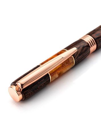 Wenge Wood Ball Pen With Baltic Amber, image , picture 5