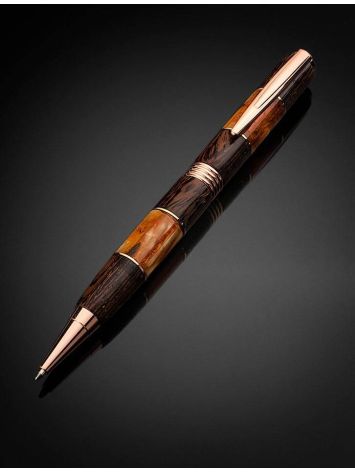 Wenge Wood Ball Pen With Baltic Amber, image , picture 2