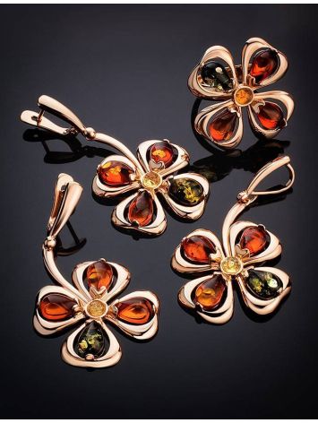 Amber Earrings In Gold-Plated Silver The Shamrock, image , picture 5