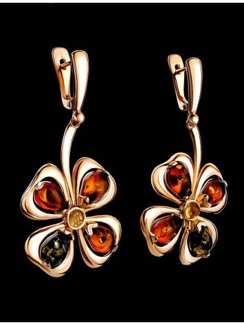 Amber Earrings In Gold-Plated Silver The Shamrock, image , picture 3