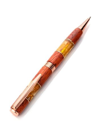 Bright Padauk Wood Ball Pen With Amber, image , picture 6