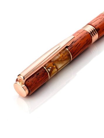 Bright Padauk Wood Ball Pen With Amber, image , picture 4
