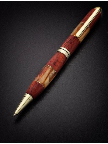 Handcrafted Padauk Wood And Honey Amber Pen The Indonesia, image , picture 2