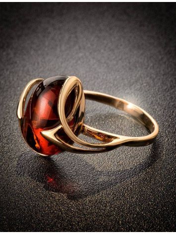 Gold-Plated Silver Ring With Cognac Amber The Palermo, Ring Size: 11.5 / 21, image , picture 2