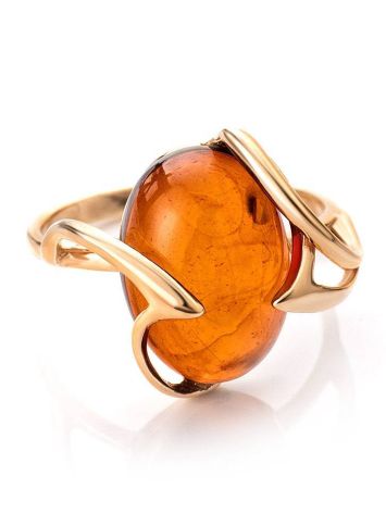 Gold-Plated Silver Ring With Cognac Amber The Palermo, Ring Size: 13 / 22, image , picture 3