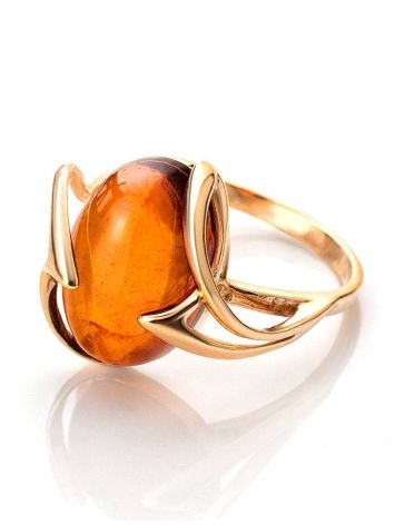 Gold-Plated Silver Ring With Cognac Amber The Palermo, Ring Size: 13 / 22, image , picture 4