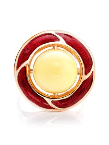 Amber and Red Enamel Ring In Gold-Plated Silver The Empire, Ring Size: 6 / 16.5, image , picture 4