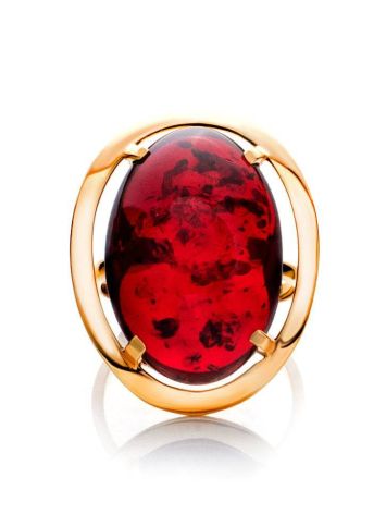 Bright Red Amber Cocktail Ring The Elegy, Ring Size: 11 / 20.5, image , picture 3