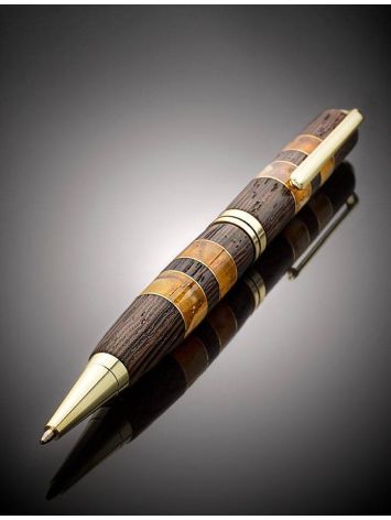 Designer Wenge Wood Ball Pen With Natural Amber, image , picture 2