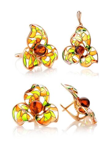 Refined Gold-Plated Earrings With Amber And Enamel The Verona, image , picture 6