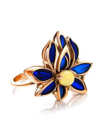 Bold Floral Ring With Amber And Enamel The Verona, Ring Size: 5.5 / 16, image , picture 4