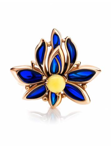 Bold Floral Ring With Amber And Enamel The Verona, Ring Size: 5.5 / 16, image , picture 5