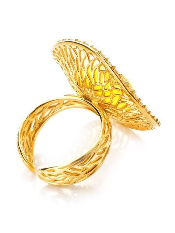 Fabulous Honey Amber Ring In Gold-Plated Silver With Crystals The Venus, Ring Size: Adjustable, image , picture 7