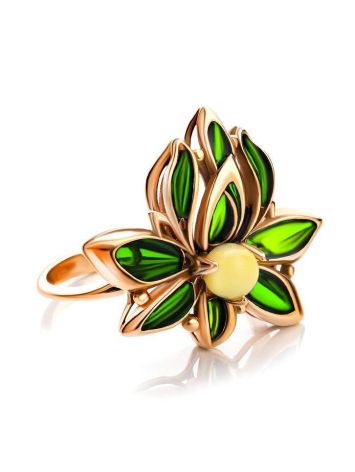 Wonderful Gold-Plated Ring With Amber And Enamel The Verona, Ring Size: 11 / 20.5, image , picture 3