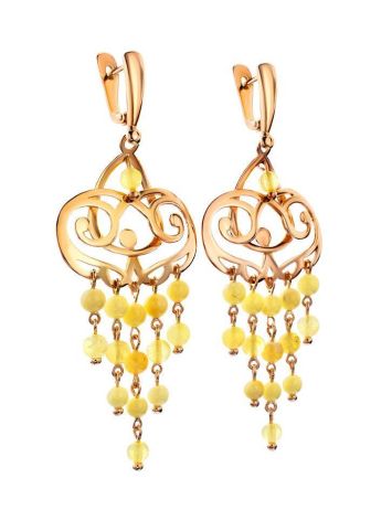 Honey Amber Chandelier Earrings In Gold-Plated Silver The Siesta, image , picture 3