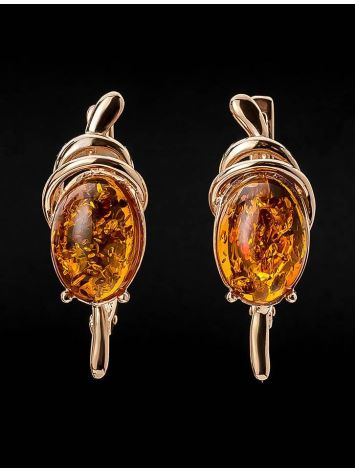 Fabulous Amber Earrings In Gold-Plated Silver The Sigma, image , picture 2