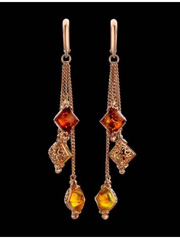 Amber Chain Dangle Earrings In Gold-Plated Silver The Casablanca, image , picture 3