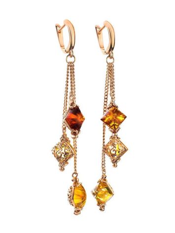 Amber Chain Dangle Earrings In Gold-Plated Silver The Casablanca, image , picture 4