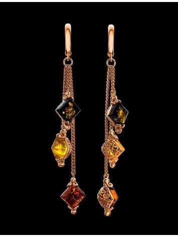 Chain Amber Earrings In Gold-Plated Silver The Casablanca, image , picture 2