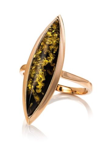Gold-Plated Silver Ring With Green Amber The Grace, Ring Size: 5.5 / 16, image , picture 4