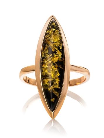 Gold-Plated Silver Ring With Green Amber The Grace, Ring Size: 5.5 / 16, image , picture 3