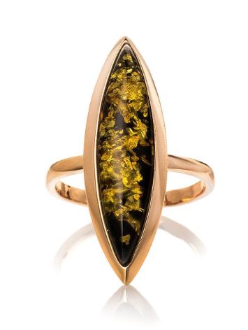 Gold-Plated Silver Ring With Green Amber The Grace, Ring Size: 12 / 21.5, image , picture 3