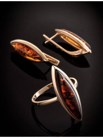 Gold-Plated Silver Earrings With Cognac Amber The Grace, image , picture 6