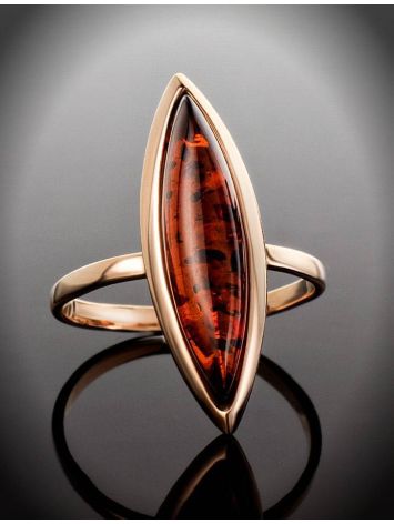 Gold-Plated Silver Ring With Cognac Amber The Grace, Ring Size: 6 / 16.5, image , picture 2