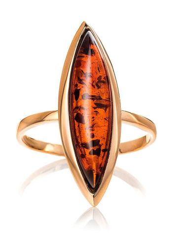 Gold-Plated Silver Ring With Cognac Amber The Grace, Ring Size: 6 / 16.5, image , picture 4