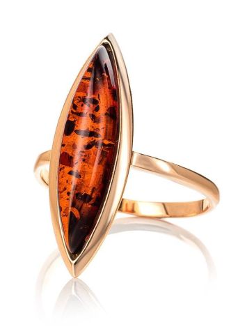 Gold-Plated Silver Ring With Cognac Amber The Grace, Ring Size: 6 / 16.5, image , picture 5