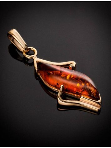 Cognac Amber Pendant In Gold-Plated Silver The Vesta, image , picture 2