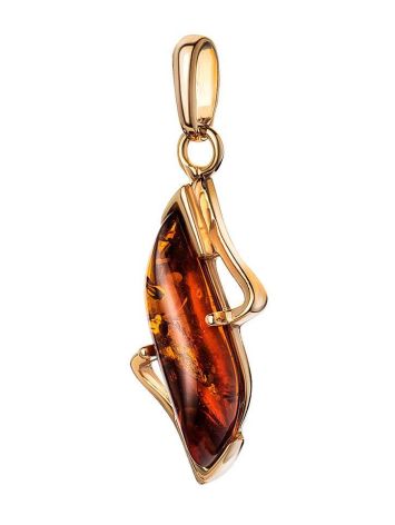 Cognac Amber Pendant In Gold-Plated Silver The Vesta, image , picture 5