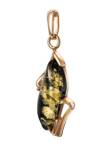Green Amber Pendant In Gold-Plated Silver The Vesta, image , picture 5