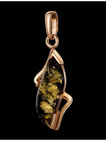 Green Amber Pendant In Gold-Plated Silver The Vesta, image , picture 3