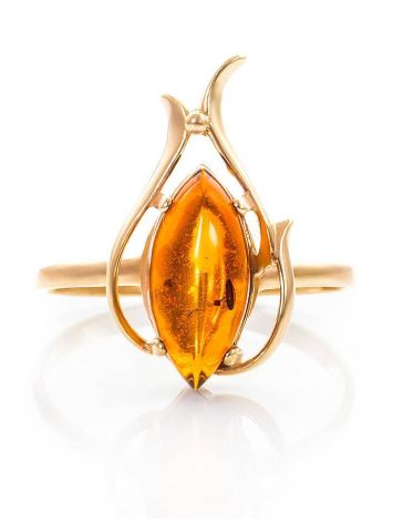 Floral Amber Ring In Gold The Tulip, Ring Size: 8 / 18, image , picture 3