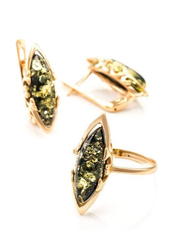 Green Amber Ring In Gold The Ballade, Ring Size: 7 / 17.5, image , picture 5