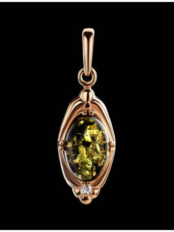 Green Amber Pendant In Gold-Plated Silver With Crystals The Albertina, image , picture 2