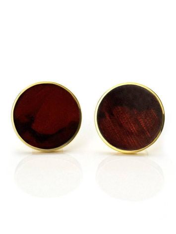 Round Gold Plated Silver Amber Studs The Monaco, image 