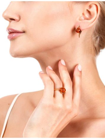 Bright Amber Ring In Gold-Plated Silver The Aldebaran, Ring Size: 12 / 21.5, image , picture 2