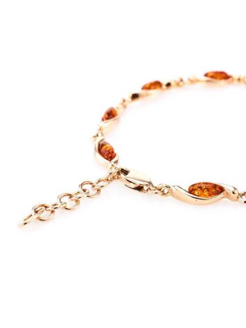 Gold Plated Silver Link Bracelet With Amber The Liana, image , picture 5