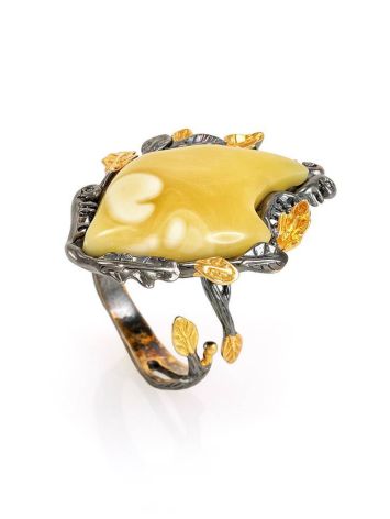 Adorable Sterling Silver Ring With Leaf Cut Amber The Canada, Ring Size: Adjustable, image , picture 4