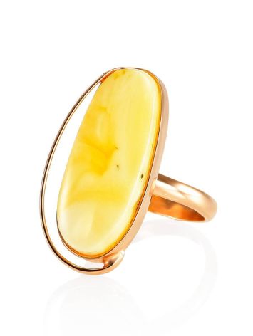 Exclusive Gold Plated Silver Ring With Amber Centerstone The Lagoon, Ring Size: 7 / 17.5, image , picture 3