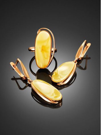 Exclusive Gold Plated Silver Ring With Amber Centerstone The Lagoon, Ring Size: 7 / 17.5, image , picture 4