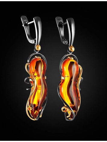 Gold-Plated Handcrafted Dangles With Cognac Amber The Rialto, image , picture 2