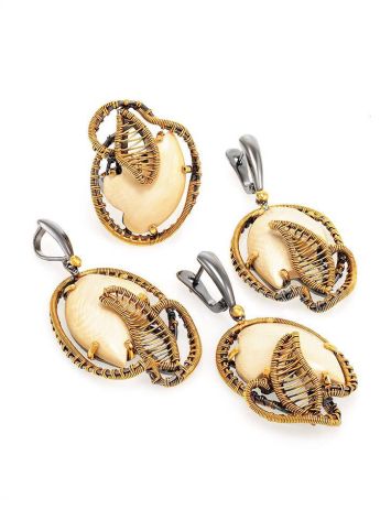 Gold-Plated Pendant With natural Mammoth Tusk The Era, image , picture 4