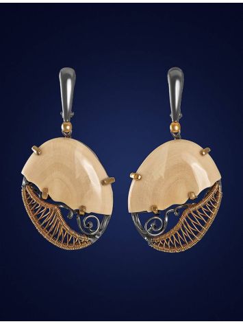 Drop Gold-Plated Earrings With Mammoth Tusk The Era, image , picture 3