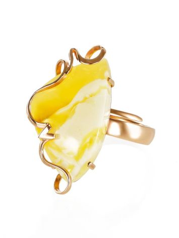 White Amber Golden Cocktail Ring The Rialto, Ring Size: Adjustable, image , picture 3