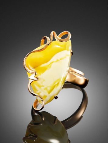 White Amber Golden Cocktail Ring The Rialto, Ring Size: Adjustable, image , picture 2