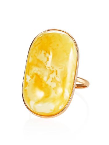 Amazing Golden Ring With Honey Amber, Ring Size: 7 / 17.5, image , picture 3
