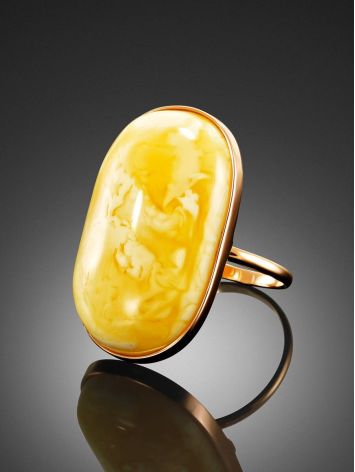 Amazing Golden Ring With Honey Amber, Ring Size: 7 / 17.5, image , picture 2